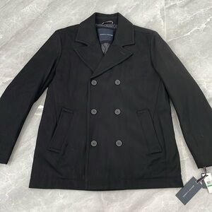 Men’s Tommy Hilfiger Wool Blend Button Pea Coat Winter Jacket Large